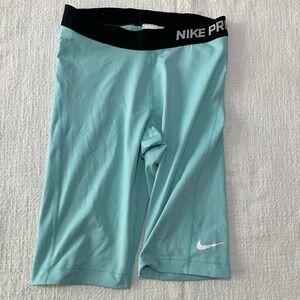 Nike Pro Dri Fit Teal Blue Biker‎ Shorts Women's Medium Athletic Sportswear